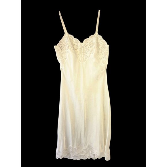 Wonder Maid 60s Full Slip Ss 34 White Lace Non-Cling Nylon Blend USA Union Made - Picture 2 of 8
